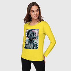 Лонгслив хлопковый женский Чувак модная пантера из Нью-Йорка, цвет: желтый — фото 2