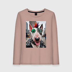Лонгслив хлопковый женский Bully punk musician - ai art fantasy, цвет: пыльно-розовый