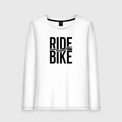 Лонгслив хлопковый женский Black ride bike, цвет: белый