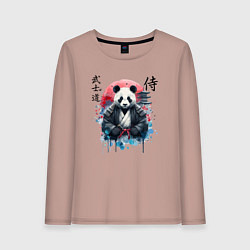 Лонгслив хлопковый женский Panda - bushido samurai code, цвет: пыльно-розовый