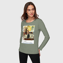 Лонгслив хлопковый женский Mercedes-benz ретро автомобиль, цвет: авокадо — фото 2
