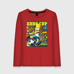 Лонгслив хлопковый женский Euro cup - Bart Simpson, цвет: красный