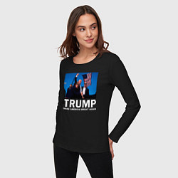 Лонгслив хлопковый женский Дональд Трамп, цвет: черный — фото 2