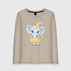 Лонгслив хлопковый женский Слоник фея, цвет: миндальный