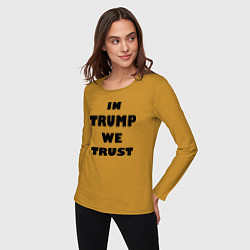 Лонгслив хлопковый женский In Trump we trust - slogan, цвет: горчичный — фото 2