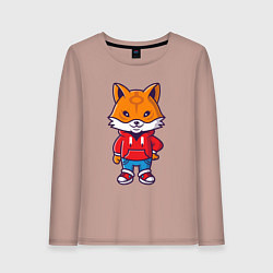 Лонгслив хлопковый женский Модный лисёнок, цвет: пыльно-розовый