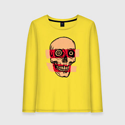 Лонгслив хлопковый женский Череп рентген, цвет: желтый