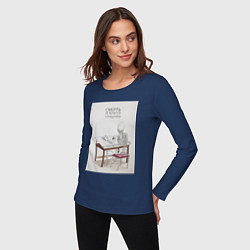 Лонгслив хлопковый женский Дизайнер скелет, цвет: тёмно-синий — фото 2