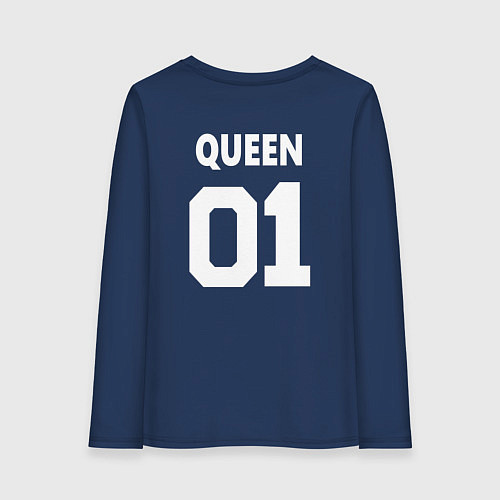 Женский лонгслив Футбольная надпись 01 королева / Тёмно-синий – фото 2