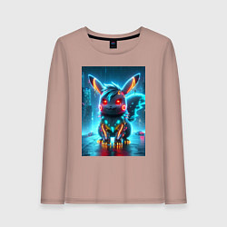 Женский лонгслив Cyber Pikachu in the neon metropolis - ai art