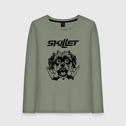 Лонгслив хлопковый женский Skillet - rock dog, цвет: авокадо