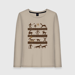 Лонгслив хлопковый женский Древняя охота, цвет: миндальный