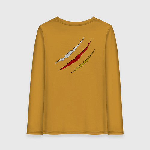 Женский лонгслив Герб Осетии на порванной ткани / Горчичный – фото 2