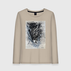 Лонгслив хлопковый женский Абстрактная графика Blue, цвет: миндальный