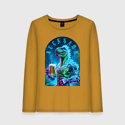 Лонгслив хлопковый женский Neon beersaur - ai art fantasy, цвет: горчичный
