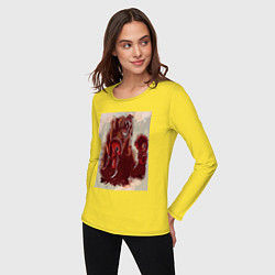 Лонгслив хлопковый женский Медведь боксер, цвет: желтый — фото 2