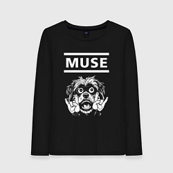 Лонгслив хлопковый женский Muse rock dog, цвет: черный