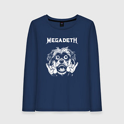 Лонгслив хлопковый женский Megadeth rock dog, цвет: тёмно-синий