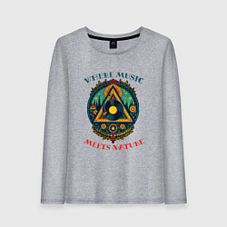 Лонгслив хлопковый женский Музыка в каждой травинке, цвет: меланж