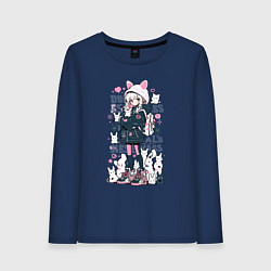Лонгслив хлопковый женский Chiaki Nanami - Neko Danganronpa, цвет: тёмно-синий