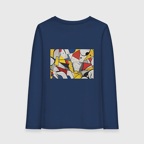 Женский лонгслив Поп-арт яркая абстракция / Тёмно-синий – фото 2