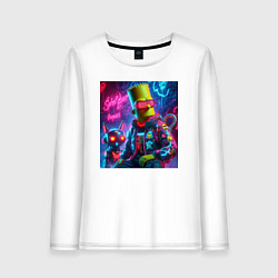 Женский лонгслив Барт Симпсон с котом роботом - нейроарт