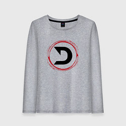 Лонгслив хлопковый женский Символ Deadlock и красная краска вокруг, цвет: меланж