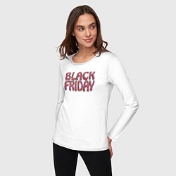 Лонгслив хлопковый женский Black friday day, цвет: белый — фото 2