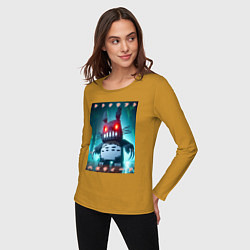 Лонгслив хлопковый женский Totocraft halloween - horror, цвет: горчичный — фото 2