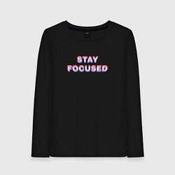 Лонгслив хлопковый женский Stay focused, цвет: черный