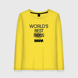 Лонгслив хлопковый женский Worlds best мама, цвет: желтый