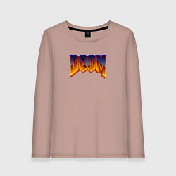 Лонгслив хлопковый женский Doom logotype, цвет: пыльно-розовый
