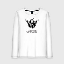 Лонгслив хлопковый женский Hardcore will never die, цвет: белый