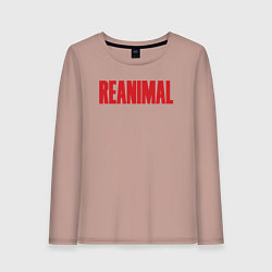 Лонгслив хлопковый женский Reanimal logo, цвет: пыльно-розовый