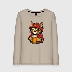 Женский лонгслив Осенний кот с пивом