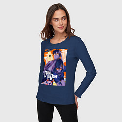 Лонгслив хлопковый женский Аясэ Кэн Такакура, цвет: тёмно-синий — фото 2