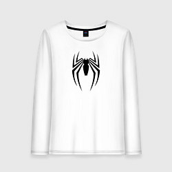 Лонгслив хлопковый женский Черная эмблема Человека-паука, цвет: белый