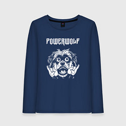 Лонгслив хлопковый женский Powerwolf rock dog, цвет: тёмно-синий