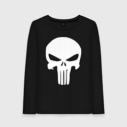 Лонгслив хлопковый женский Punisher logo, цвет: черный