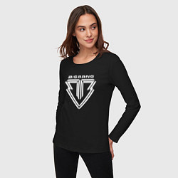 Лонгслив хлопковый женский Big bang logo, цвет: черный — фото 2