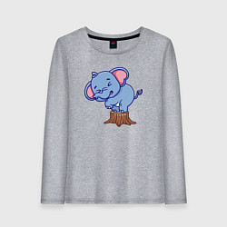 Лонгслив хлопковый женский Слонёнок на пеньке, цвет: меланж