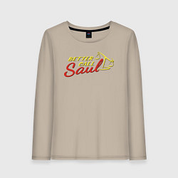 Лонгслив хлопковый женский Better call Saul logo, цвет: миндальный