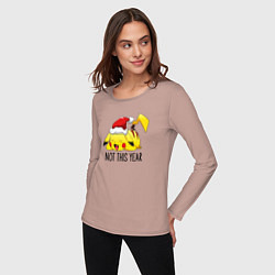 Лонгслив хлопковый женский Pikachu not this year, цвет: пыльно-розовый — фото 2
