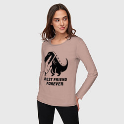 Лонгслив хлопковый женский Godzilla best friend, цвет: пыльно-розовый — фото 2