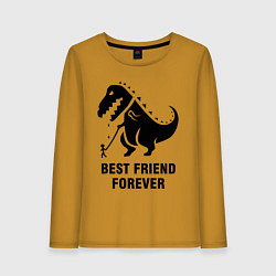 Лонгслив хлопковый женский Godzilla best friend, цвет: горчичный