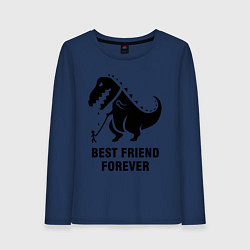 Лонгслив хлопковый женский Godzilla best friend, цвет: тёмно-синий