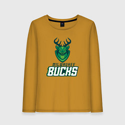 Лонгслив хлопковый женский Milwaukee Bucks NBA, цвет: горчичный