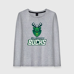 Лонгслив хлопковый женский Milwaukee Bucks NBA, цвет: меланж