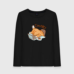 Лонгслив хлопковый женский Im ok, цвет: черный