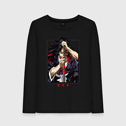 Лонгслив хлопковый женский Клинок, рассекающий демонов Кокушибо, цвет: черный
